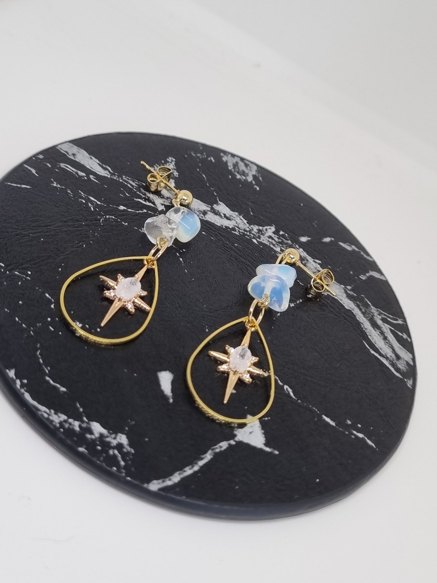 Opalite star earrings
