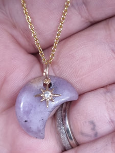 Lepidolite moon and star necklace
