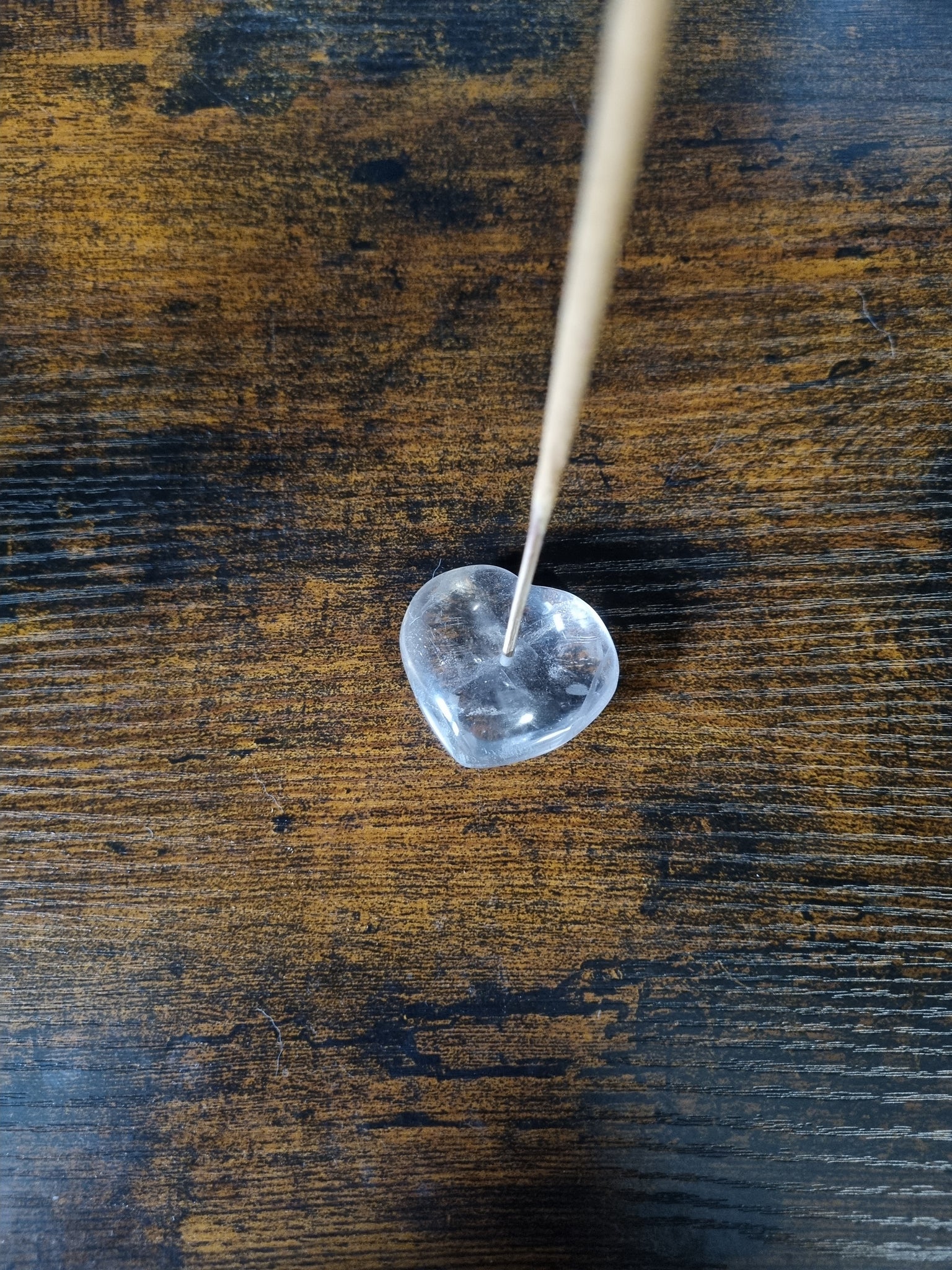 Clear quartz incense heart