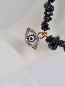 Obsidian evil eye bracelet